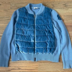 Moncler- Velvet zip-up cardigan